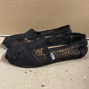 TOMS Black Moroccan Crochet Classic Slip On